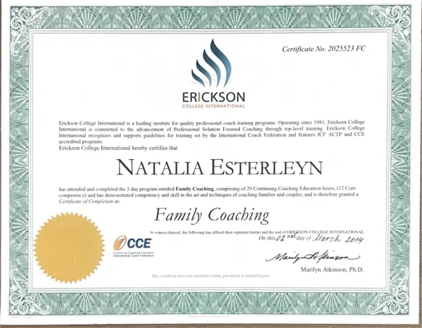 Family Coaching, 20 ч — Erickson College International (ICF CCE)